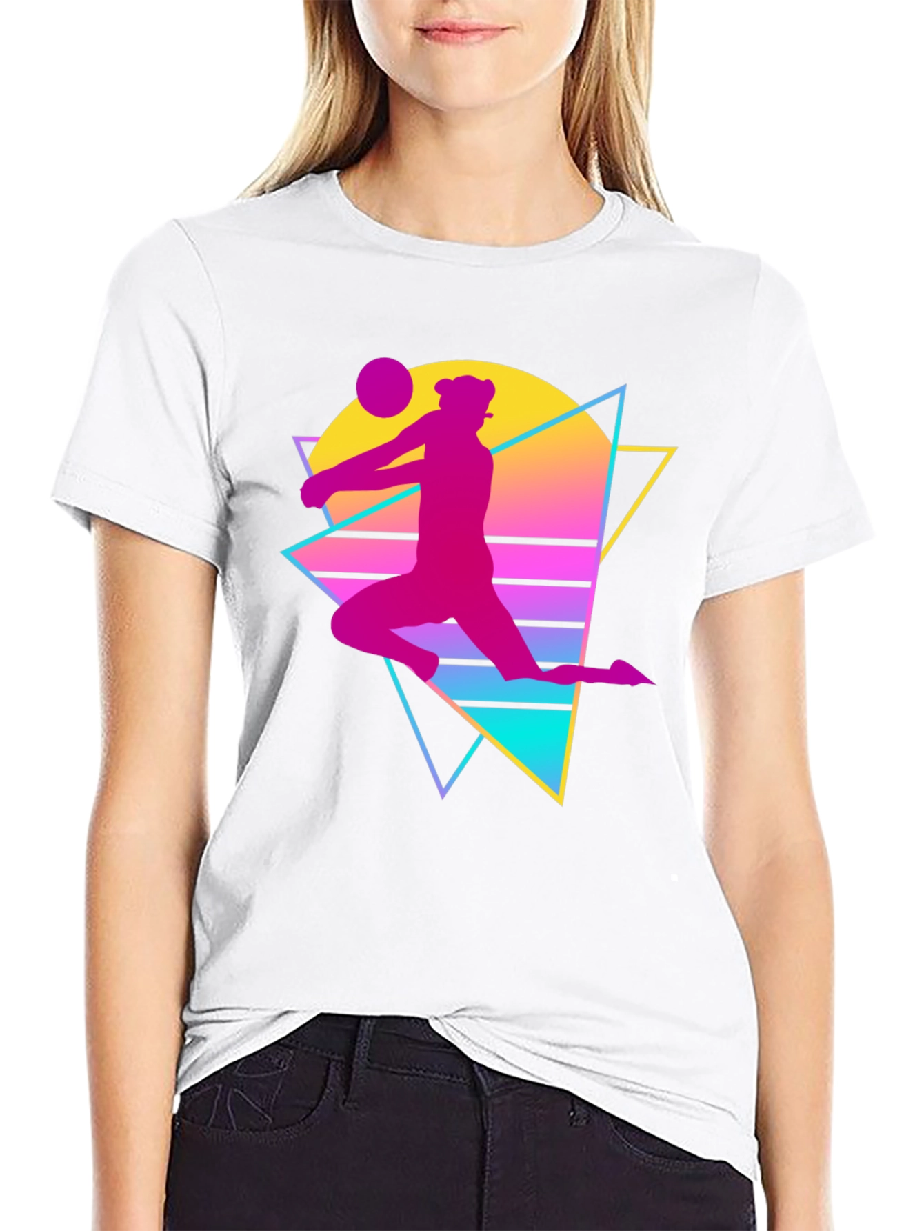 Retro Volleyball Player Graphic Tee