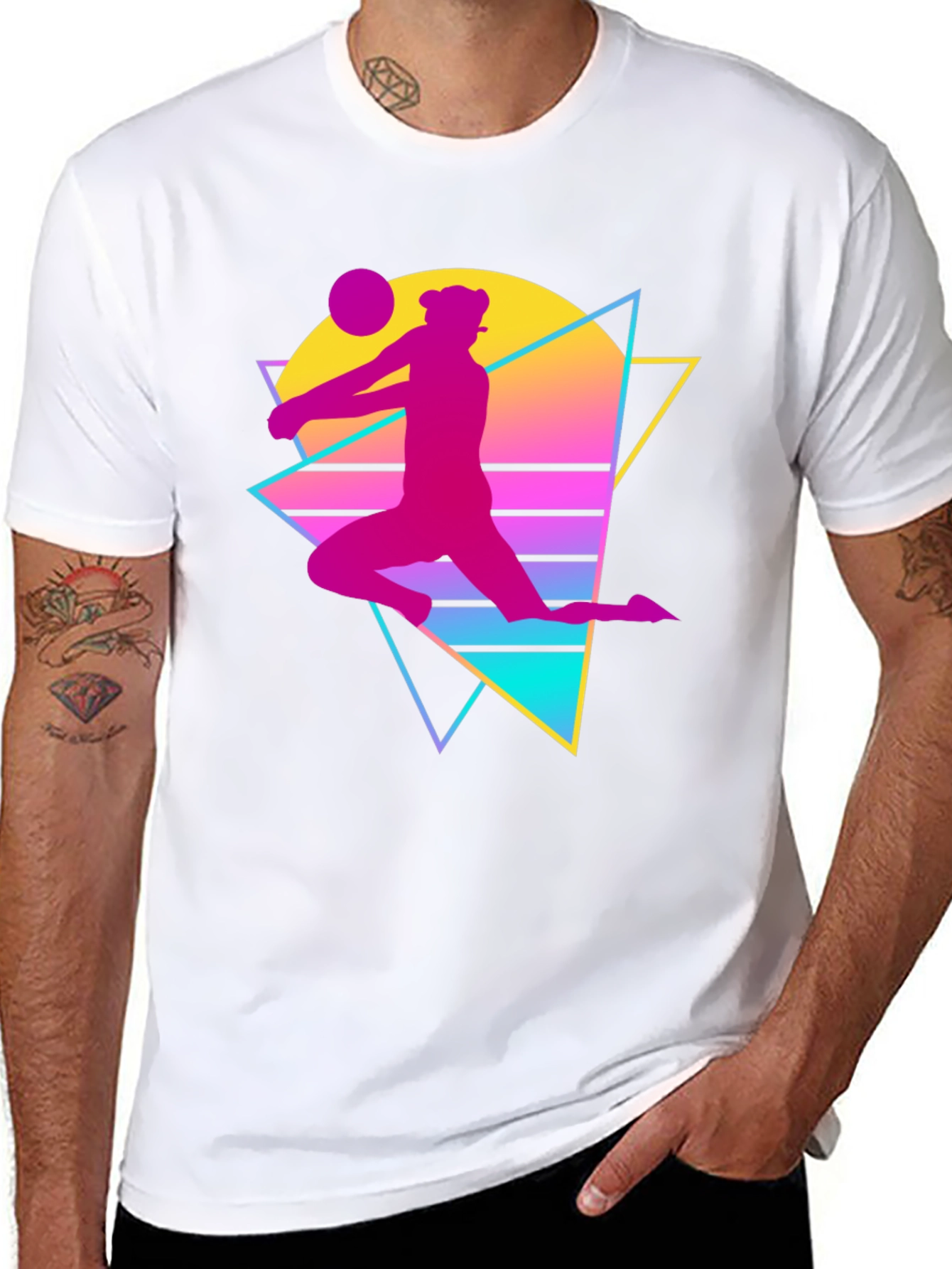 Retro Volleyball Player Graphic Tee