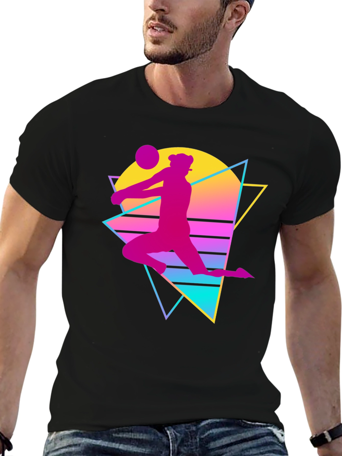 Retro Volleyball Player Graphic Tee
