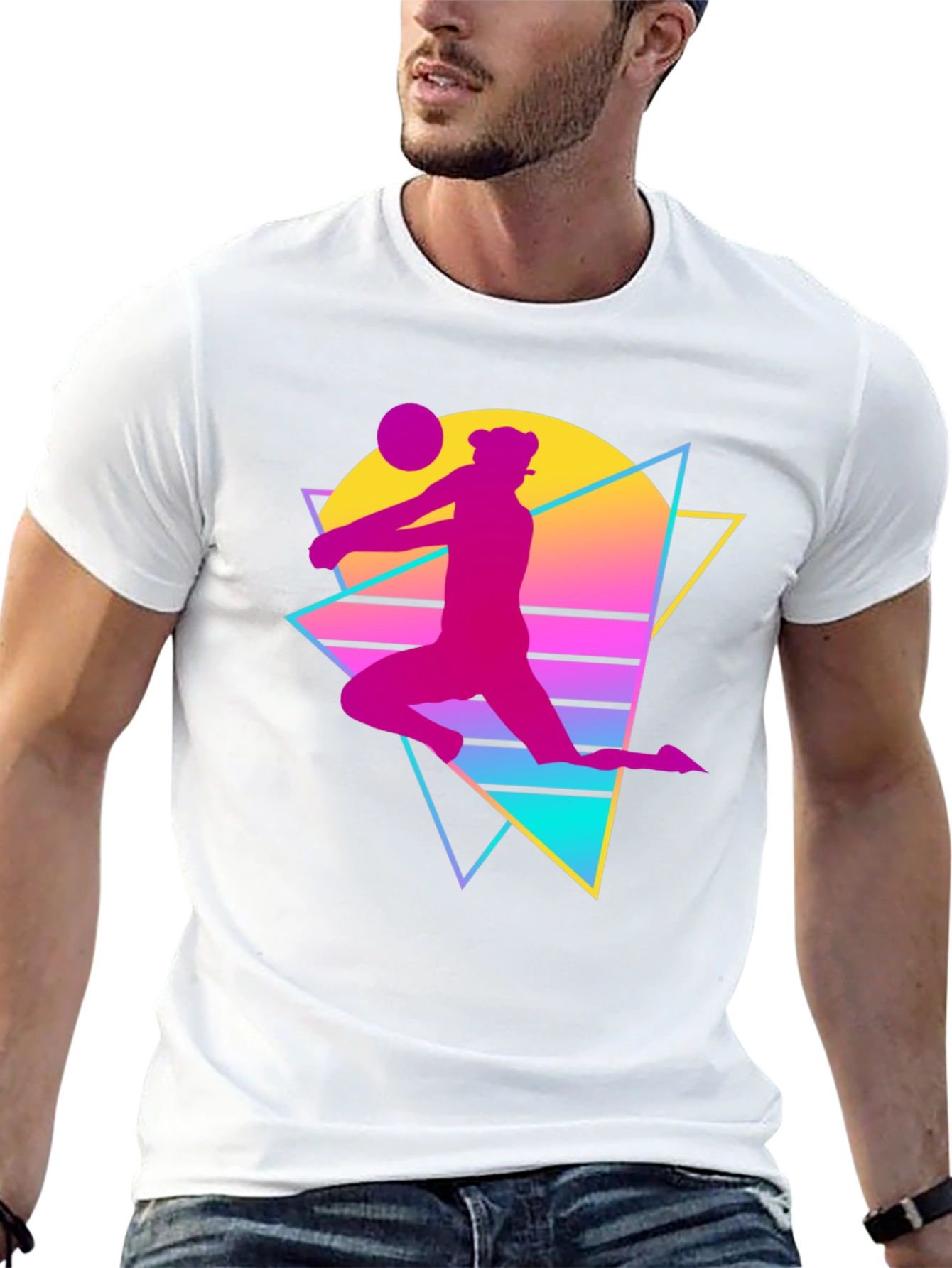 Retro Volleyball Player Graphic Tee
