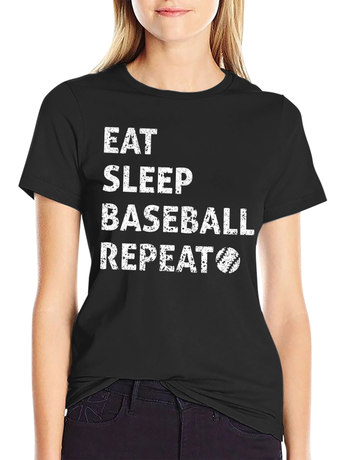 Eat Sleep Baseball Repeat Black T-Shirt