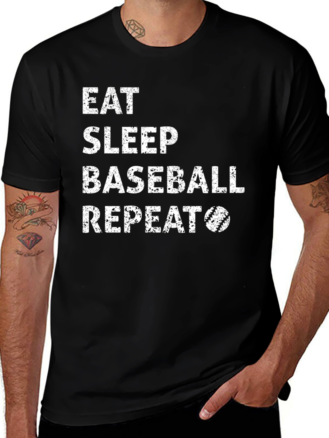 Eat Sleep Baseball Repeat Black T-Shirt
