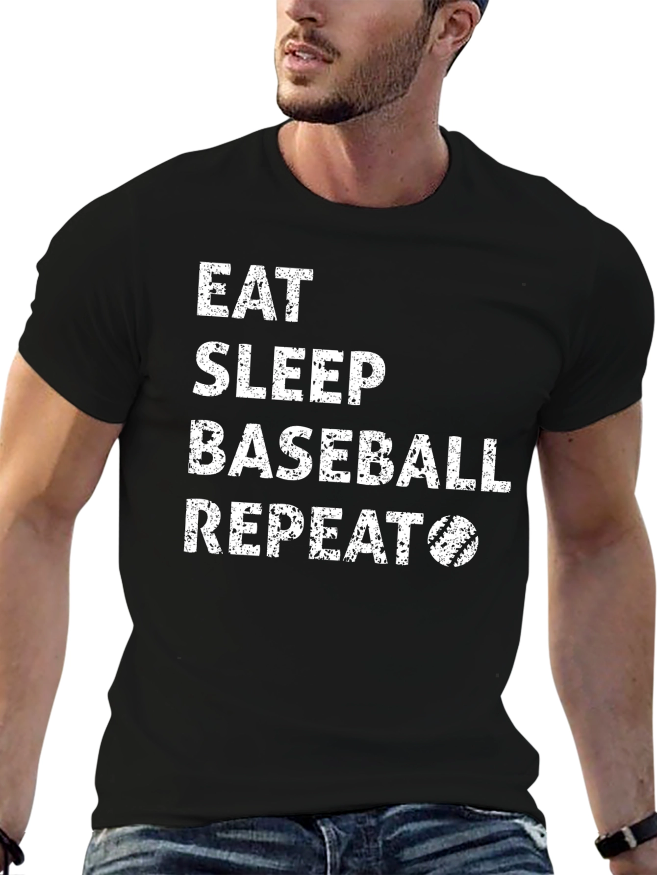 Eat Sleep Baseball Repeat Black T-Shirt