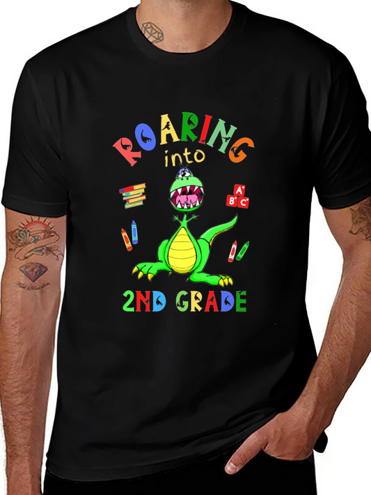 Roaring into 2nd Grade T-Shirt - Dinosaur Back to School