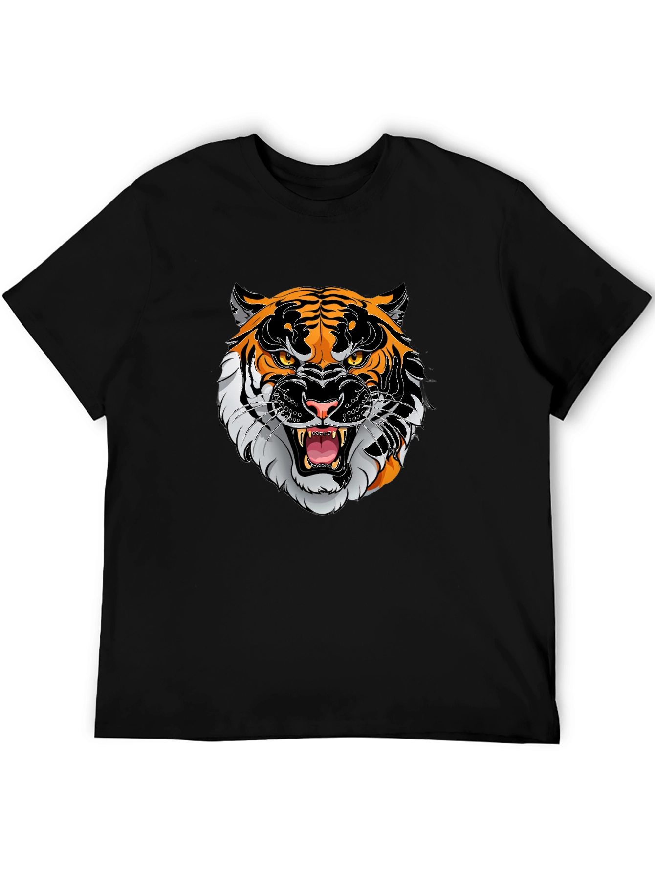 Tiger Graphic Print Black T-Shirt