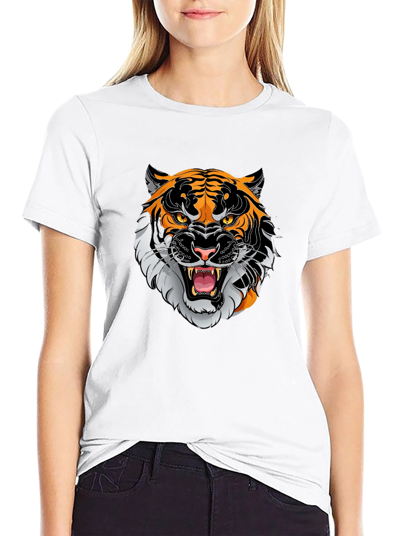 Tiger Graphic Print Black T-Shirt