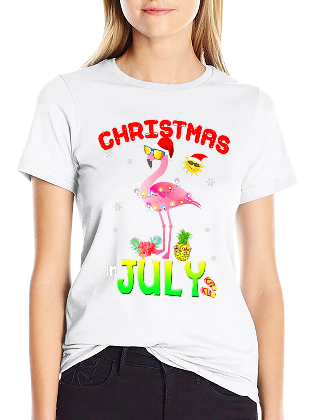 Christmas in July Flamingo T-Shirt