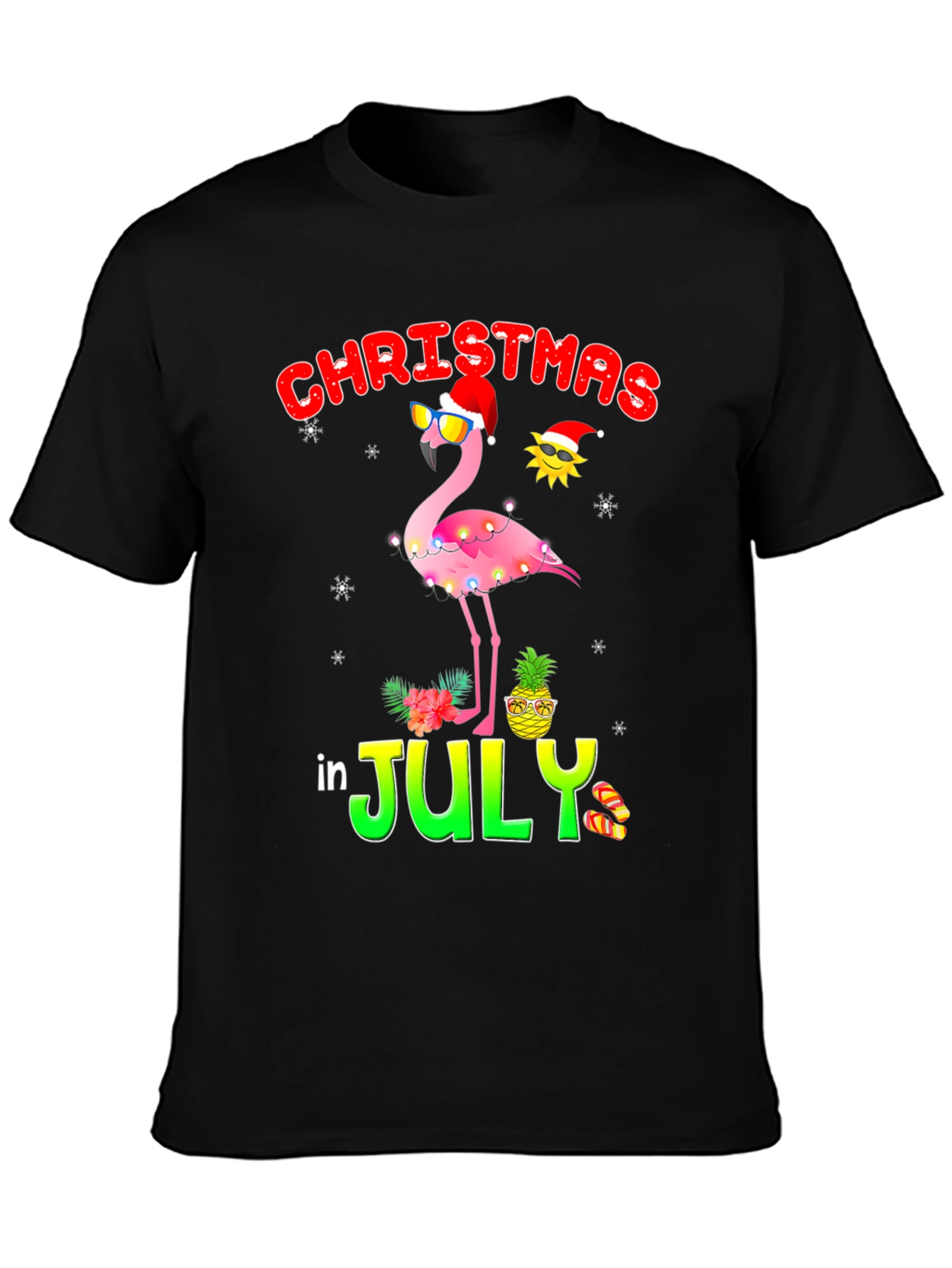 Christmas in July Flamingo T-Shirt