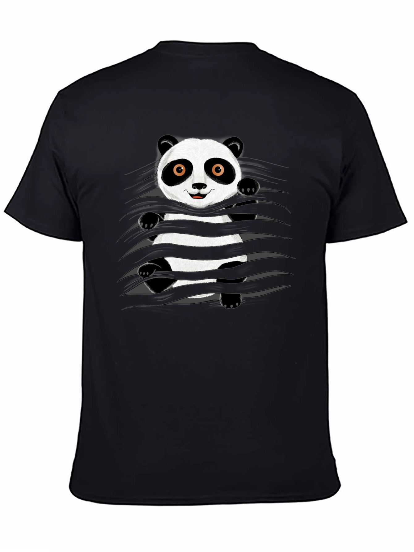 Panda Graphic Print Black T-Shirt