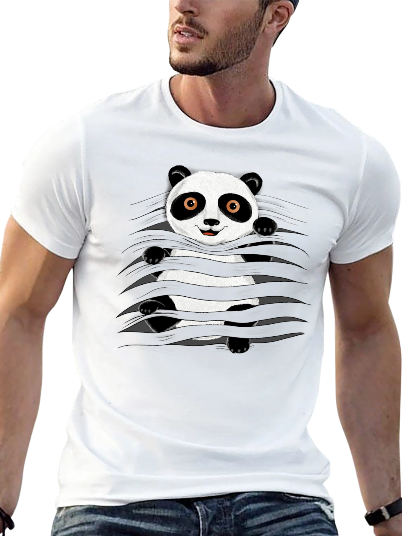 Panda Graphic Print Black T-Shirt