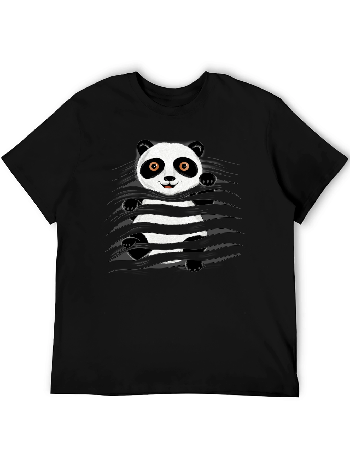 Panda Graphic Print Black T-Shirt