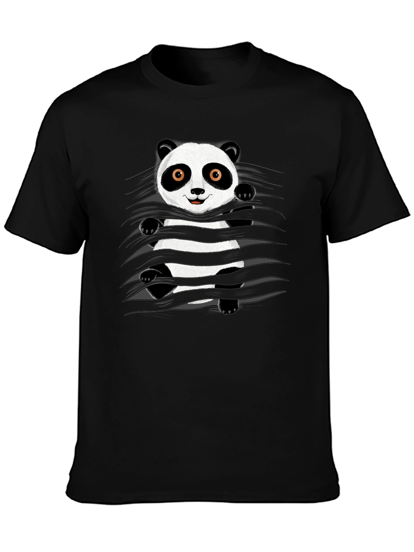 Panda Graphic Print Black T-Shirt