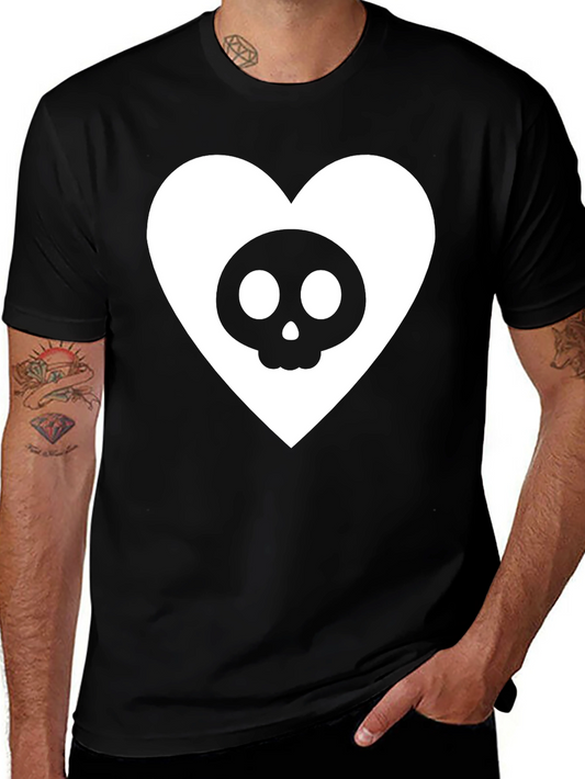 Skull Heart Graphic Tee - Black