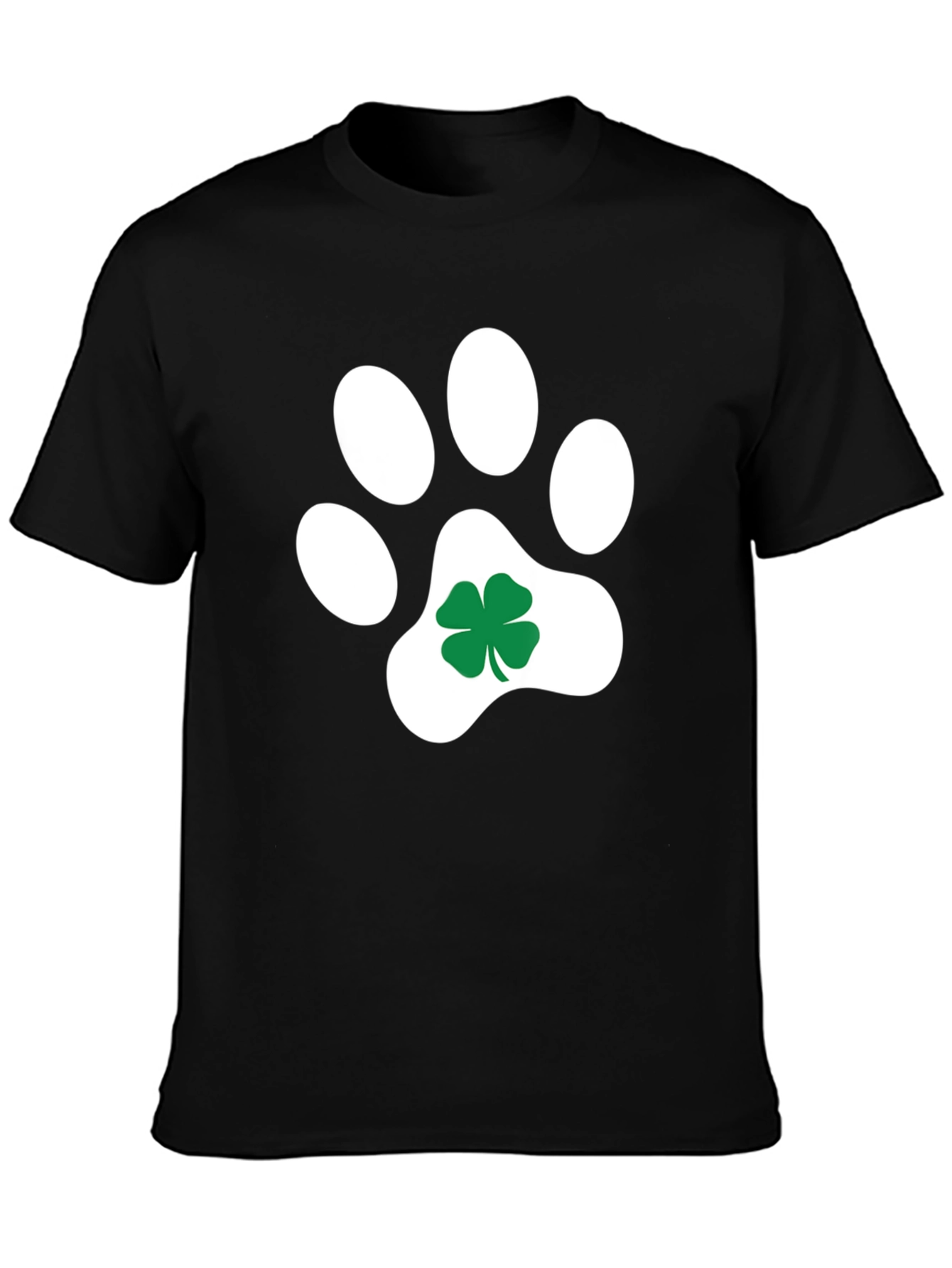 Shamrock Paw Print Graphic Tee - Black