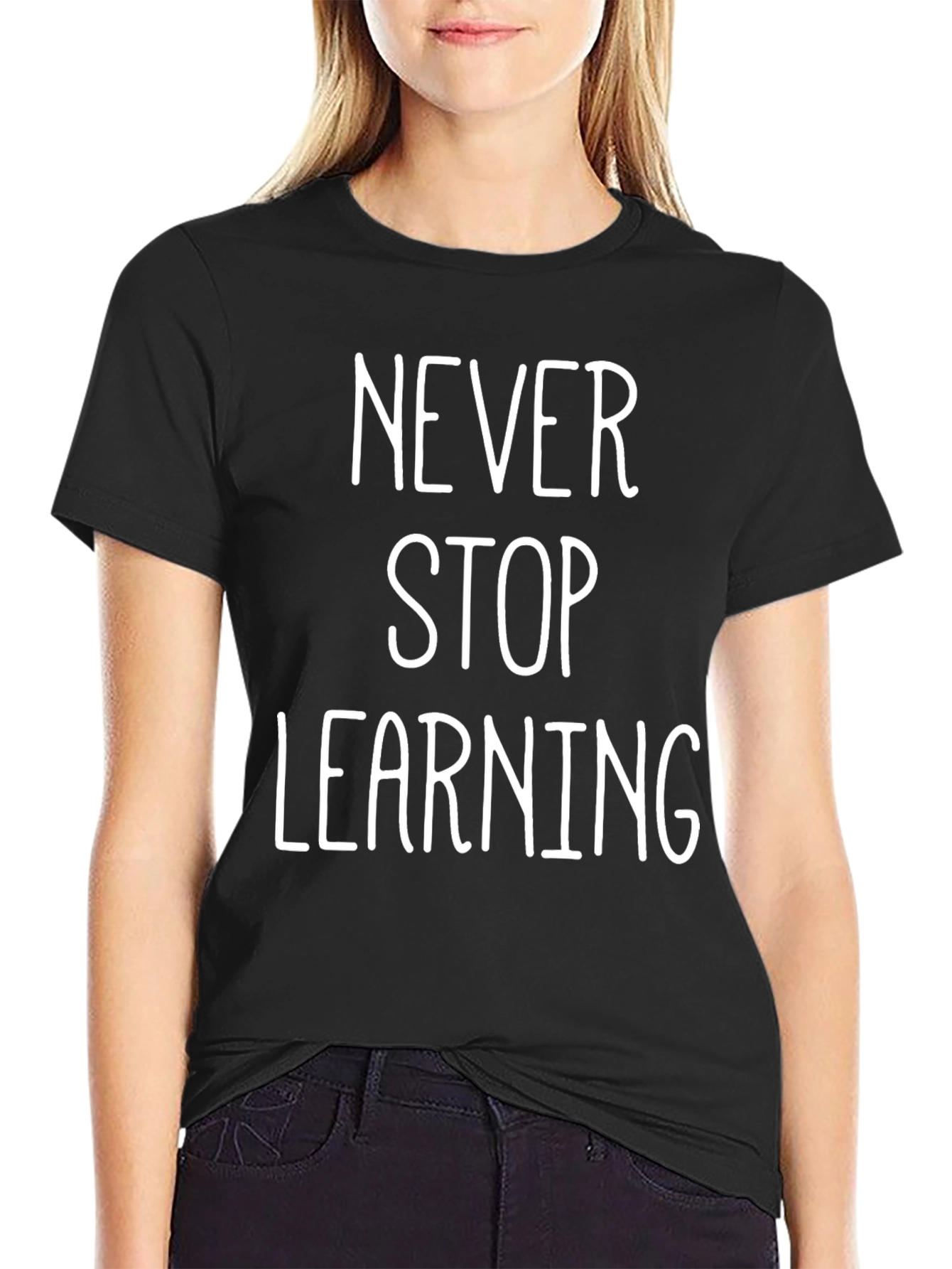 Never Stop Learning Graphic Tee - Black