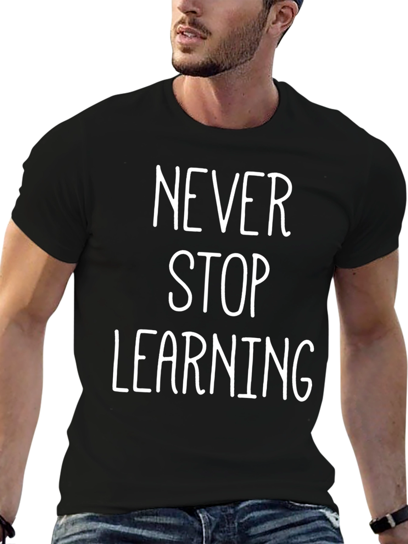 Never Stop Learning Graphic Tee - Black