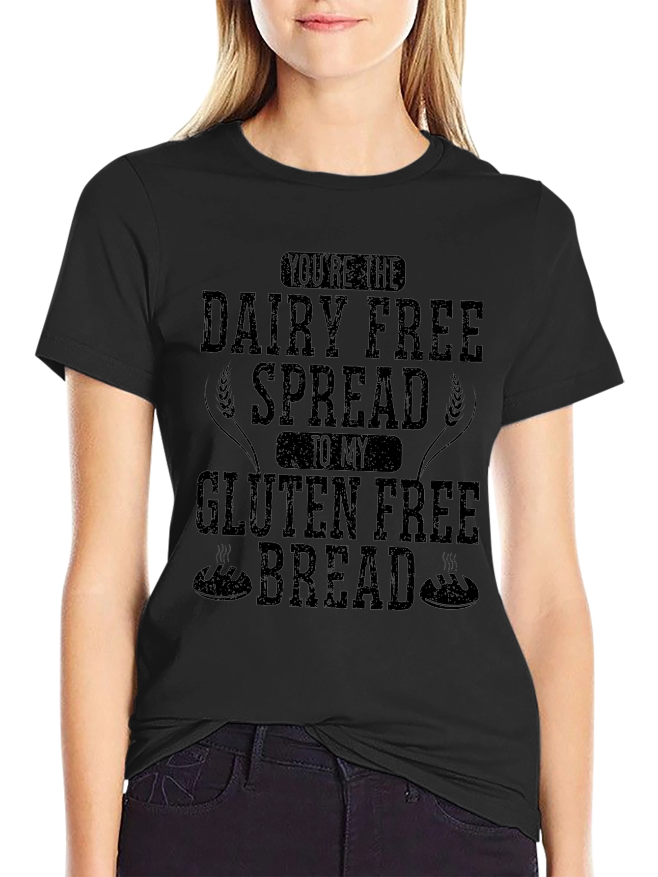 Dairy & Gluten Free Pun Black T-Shirt