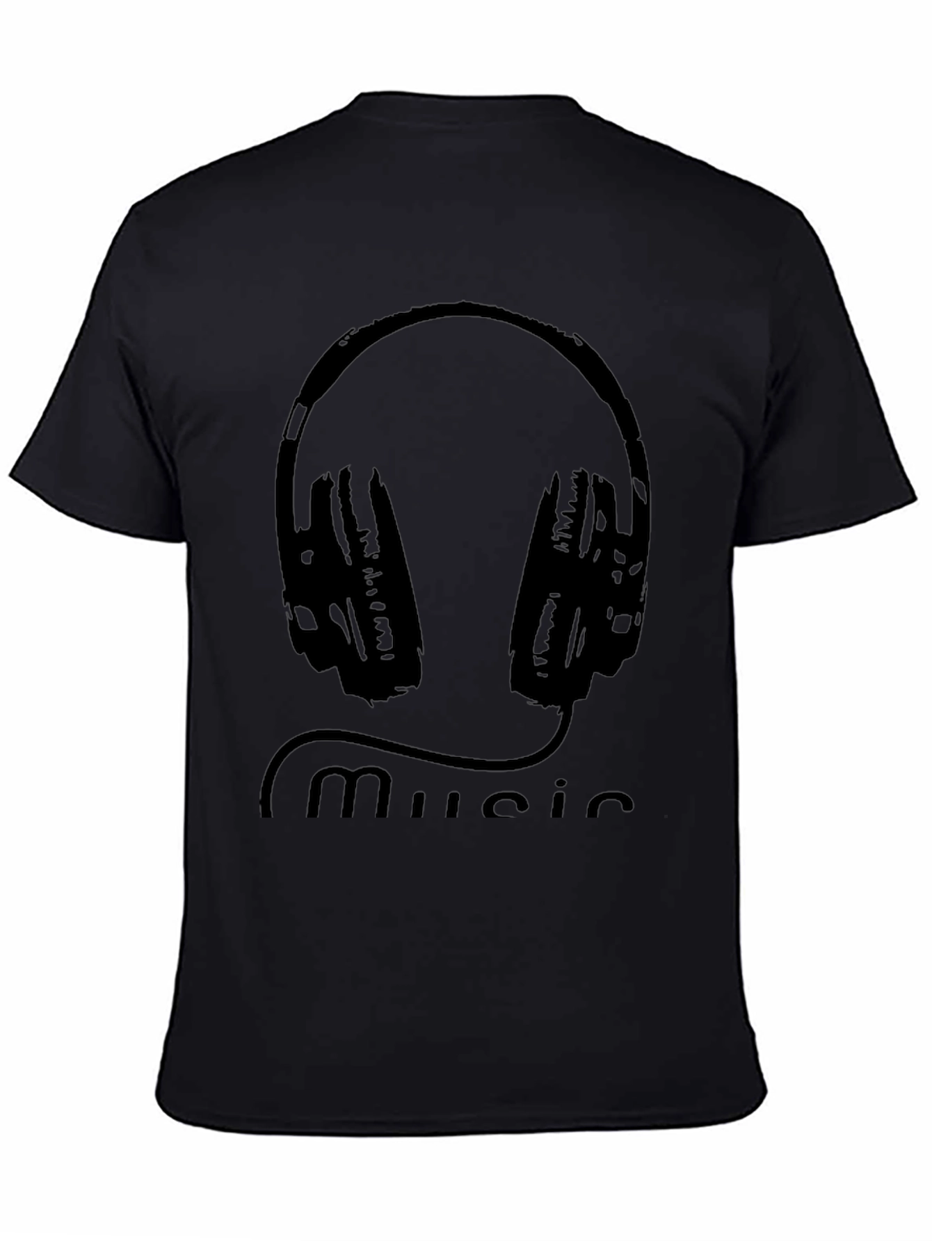 Music Lovers Black Tee with Headphone Graphic