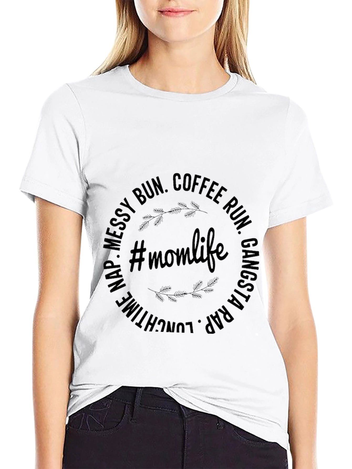 Momlife Graphic Tee - Coffee Run Messy Bun