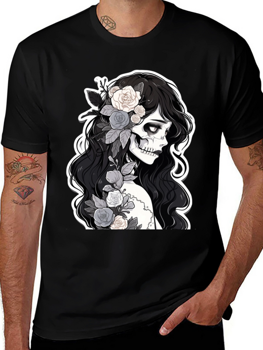 Floral Skull Graphic Tee - Stylish & Unique