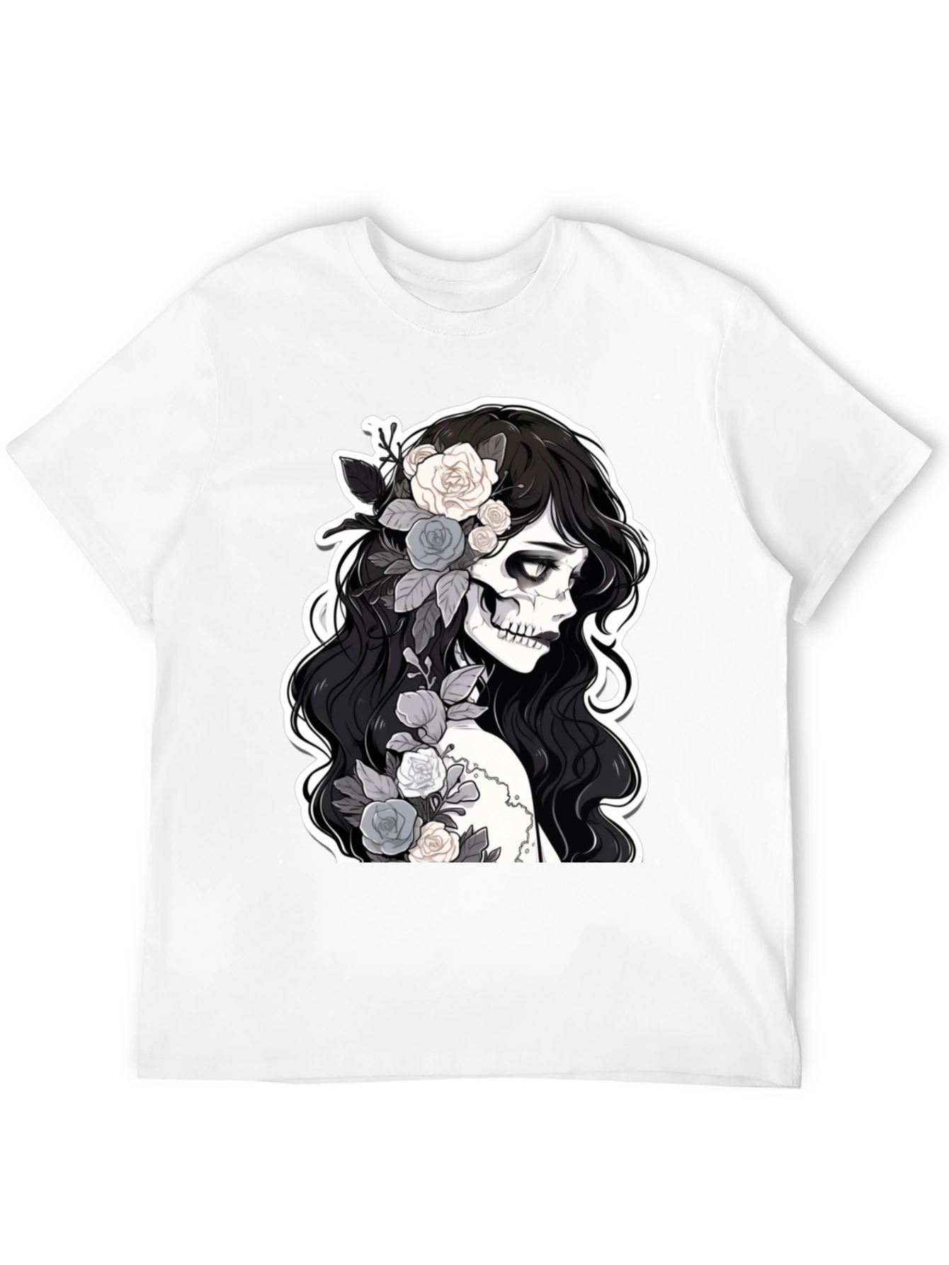 Floral Skull Graphic Tee - Stylish & Unique