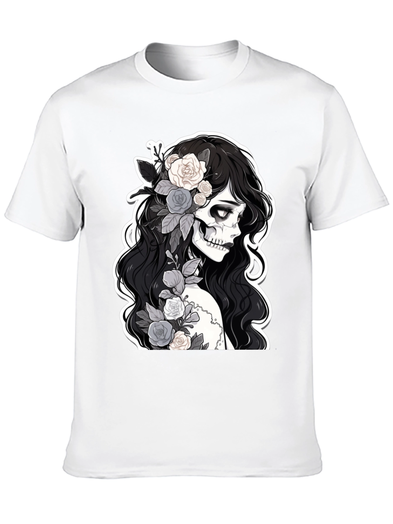 Floral Skull Graphic Tee - Stylish & Unique