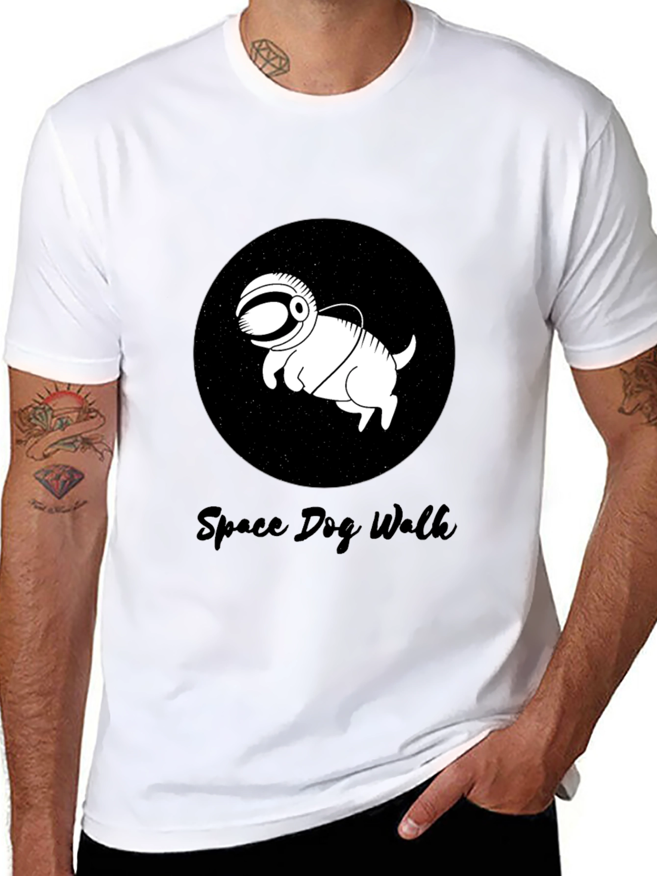 Space Dog Walk T-Shirt – Funny Astronaut Dog Graphic Tee Gift