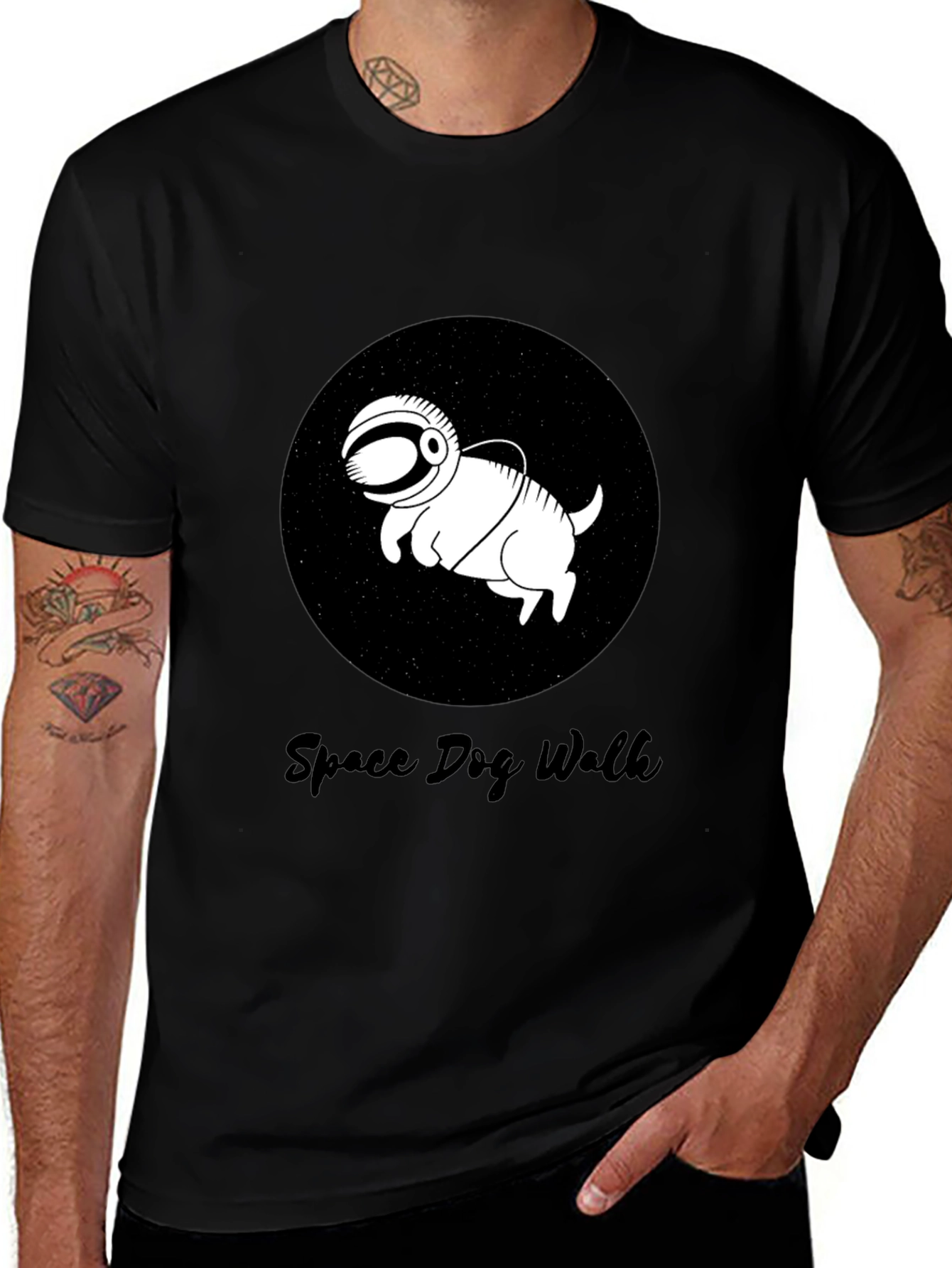 Space Dog Walk T-Shirt – Funny Astronaut Dog Graphic Tee Gift