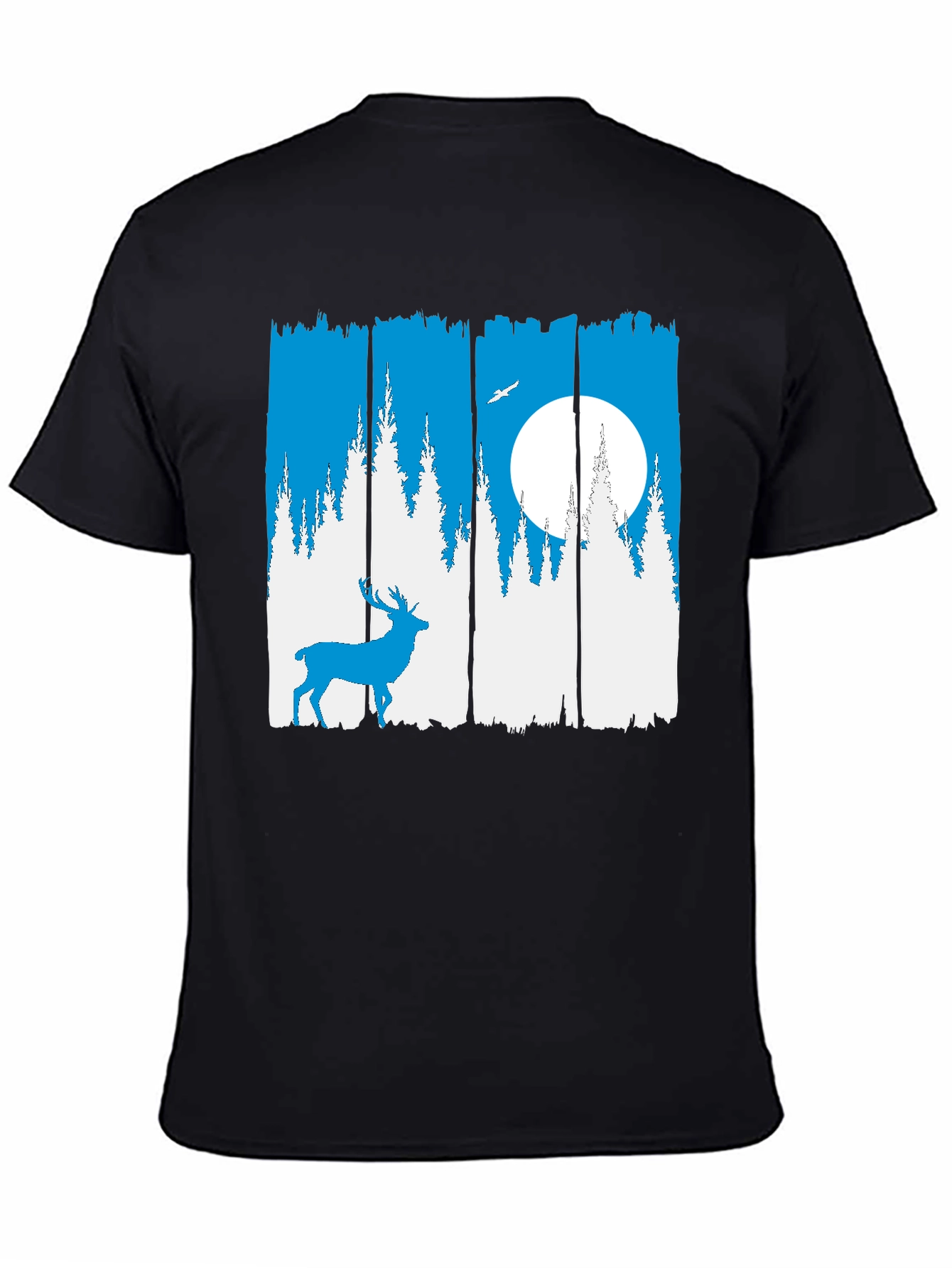 Nature Deer Graphic Tee - Mens Black Crew Neck