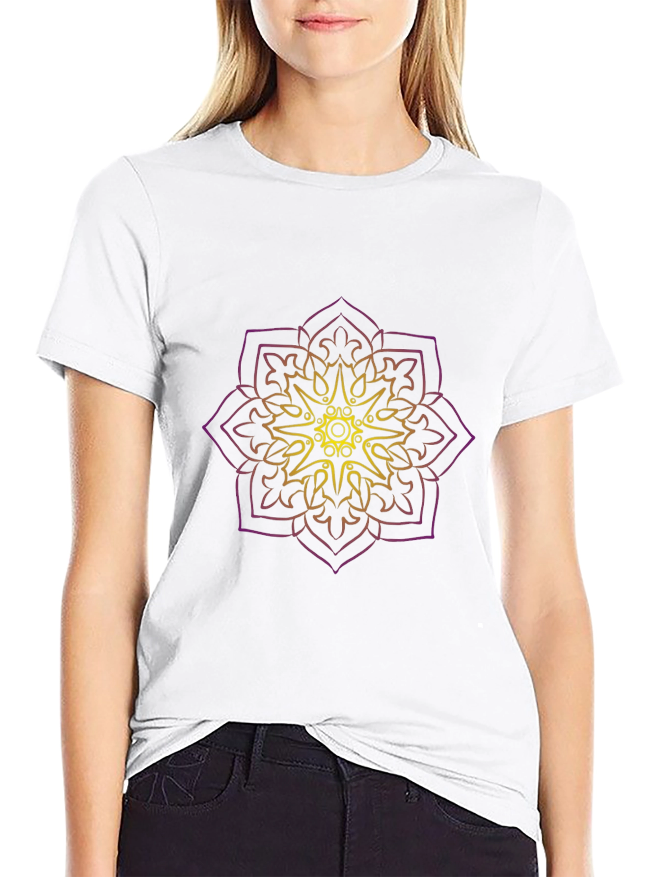 Mens Black T-Shirt with Mandala Design