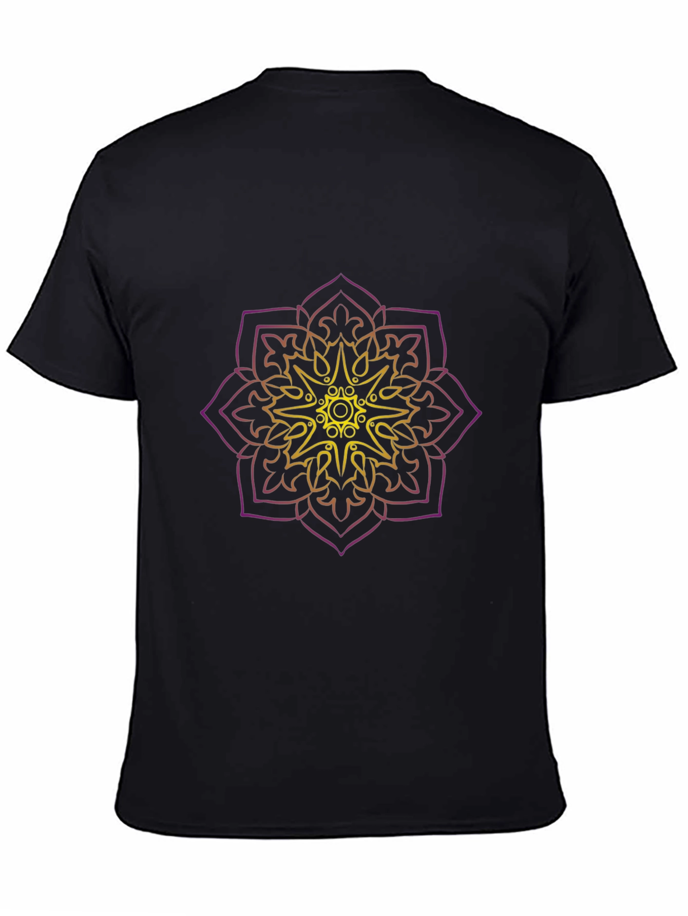Mens Black T-Shirt with Mandala Design