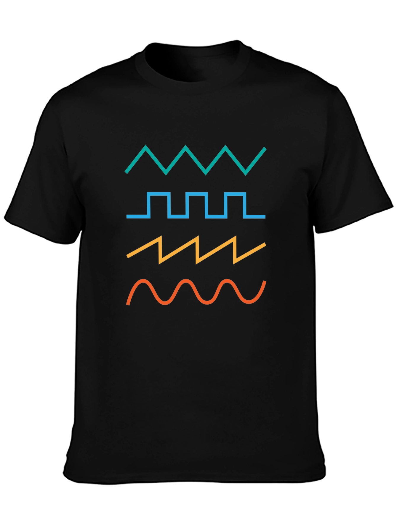 Geometric Waveform Graphic T-Shirt - Black
