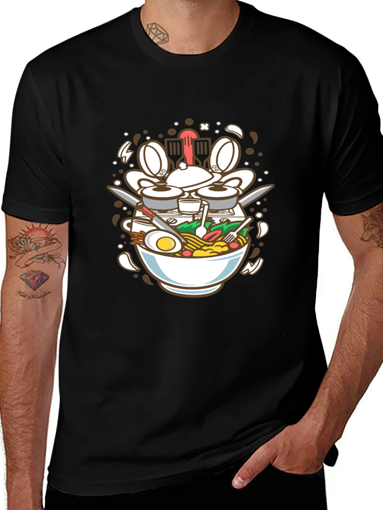 Ramen Drummer T-Shirt - Foodie Music Lover Tee