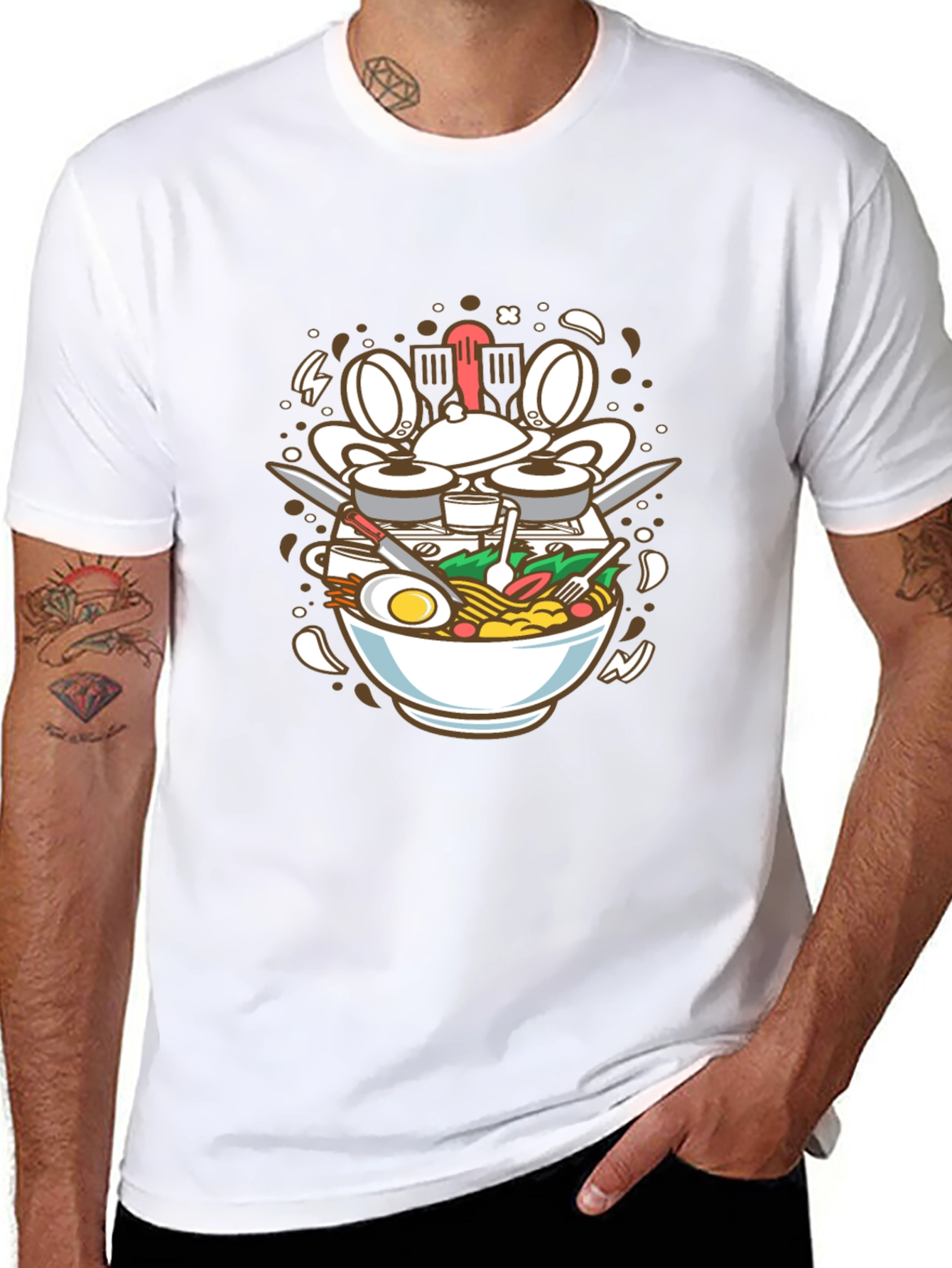 Ramen Drummer T-Shirt - Foodie Music Lover Tee