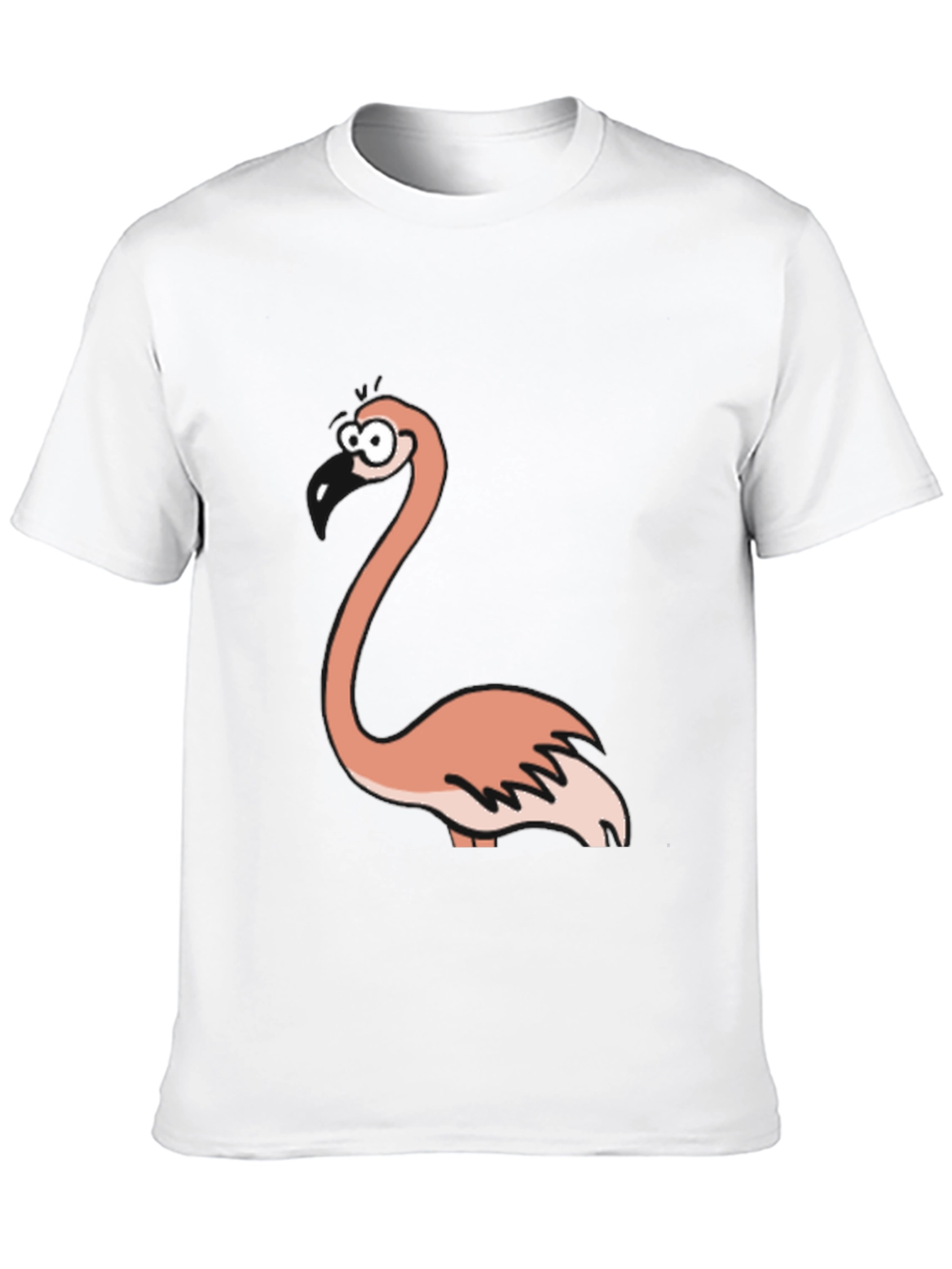 Cartoon Flamingo Black T-Shirt