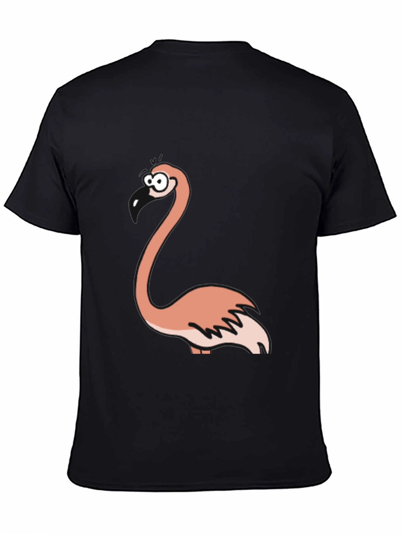 Cartoon Flamingo Black T-Shirt
