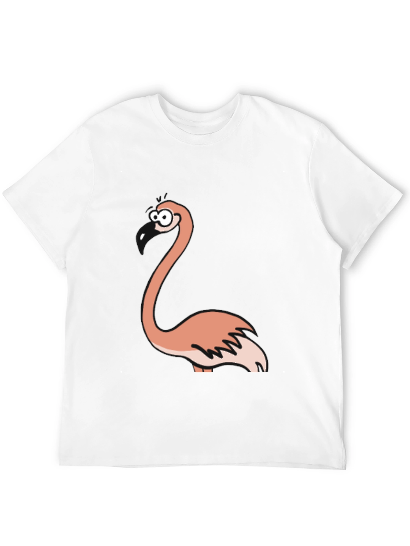 Cartoon Flamingo Black T-Shirt
