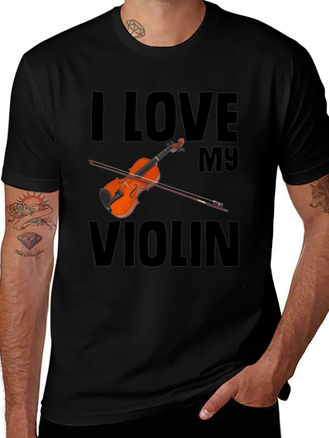 I Love My Violin Black T-Shirt