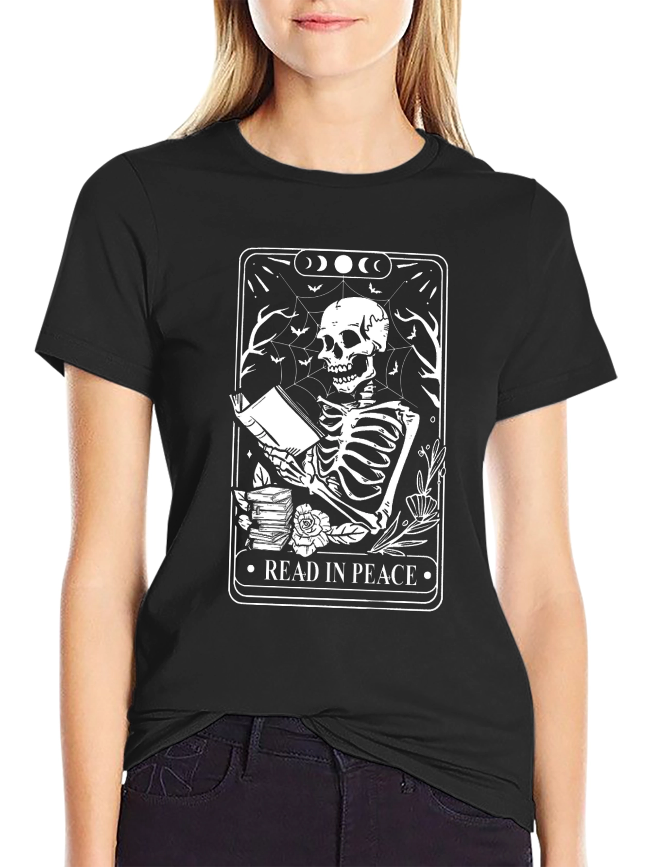 Read in Peace Skeleton Tarot Card T-Shirt