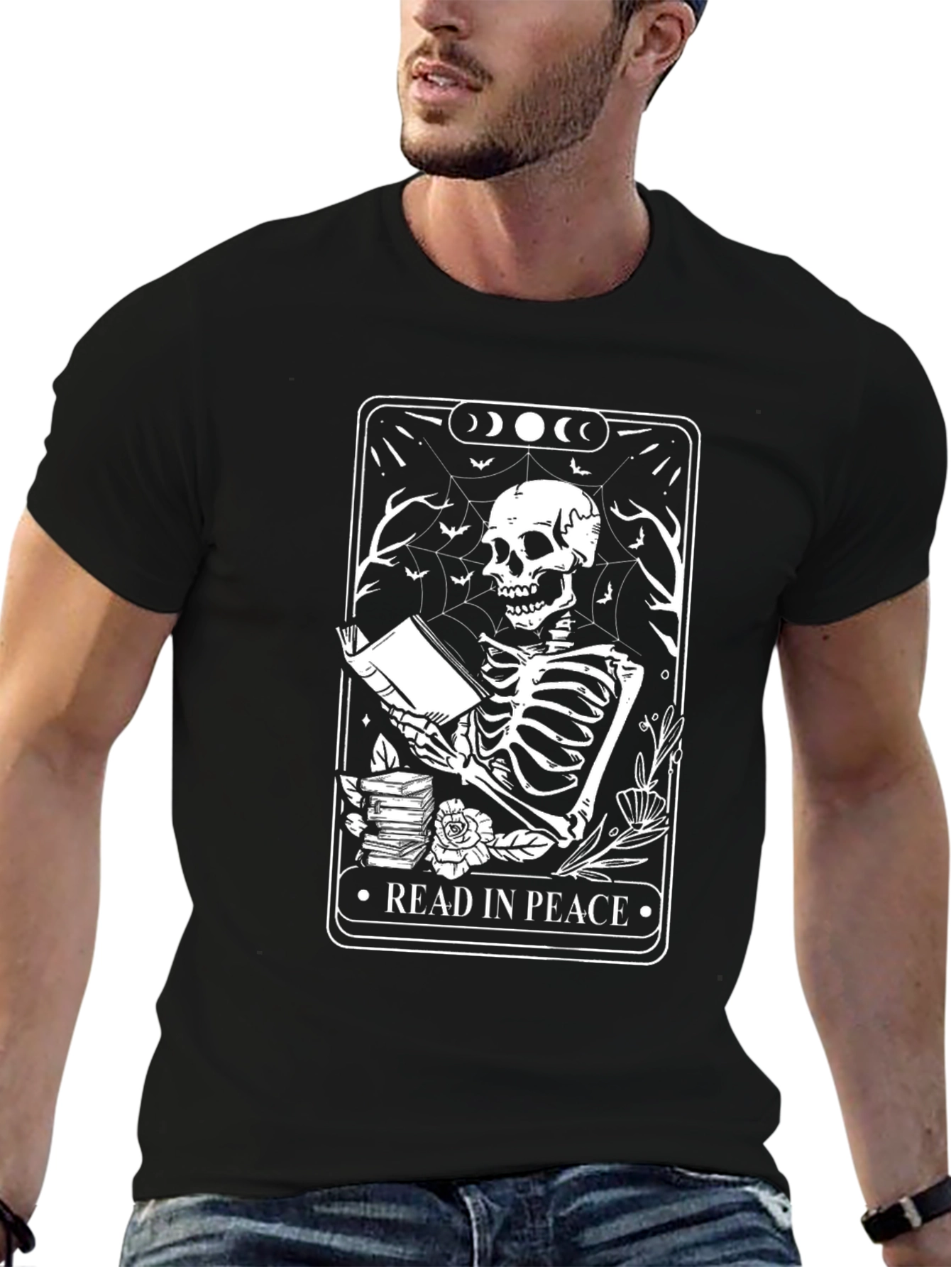 Read in Peace Skeleton Tarot Card T-Shirt