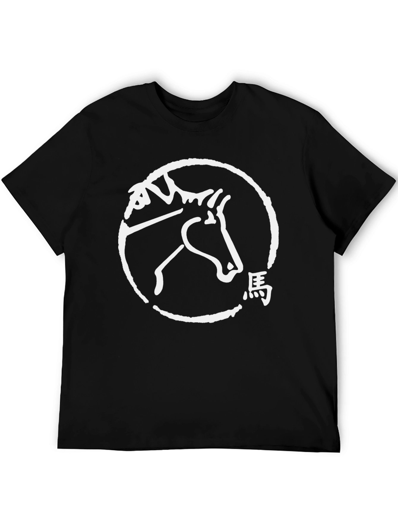 Horse Graphic Tee - Black Crew Neck