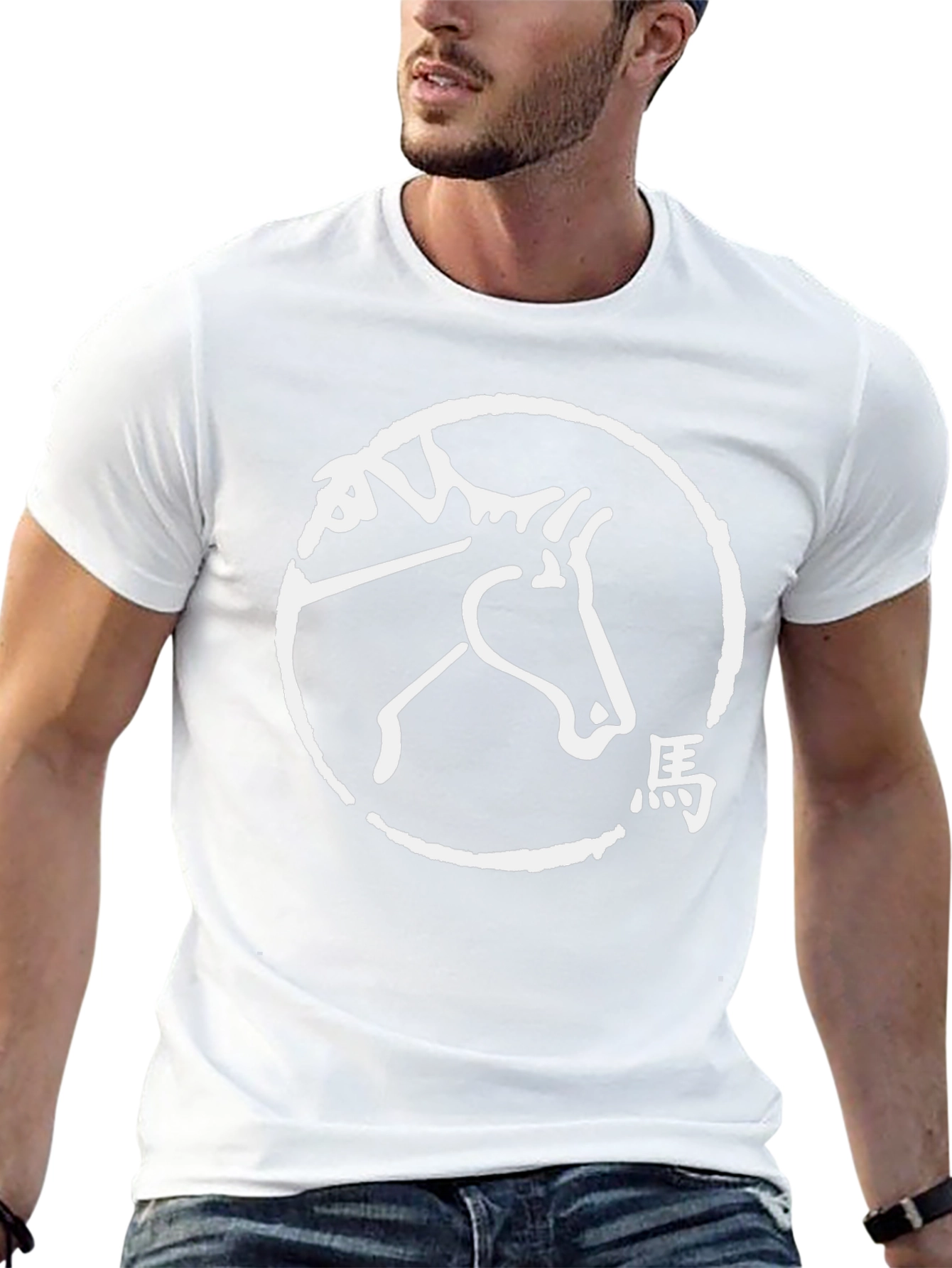 Horse Graphic Tee - Black Crew Neck