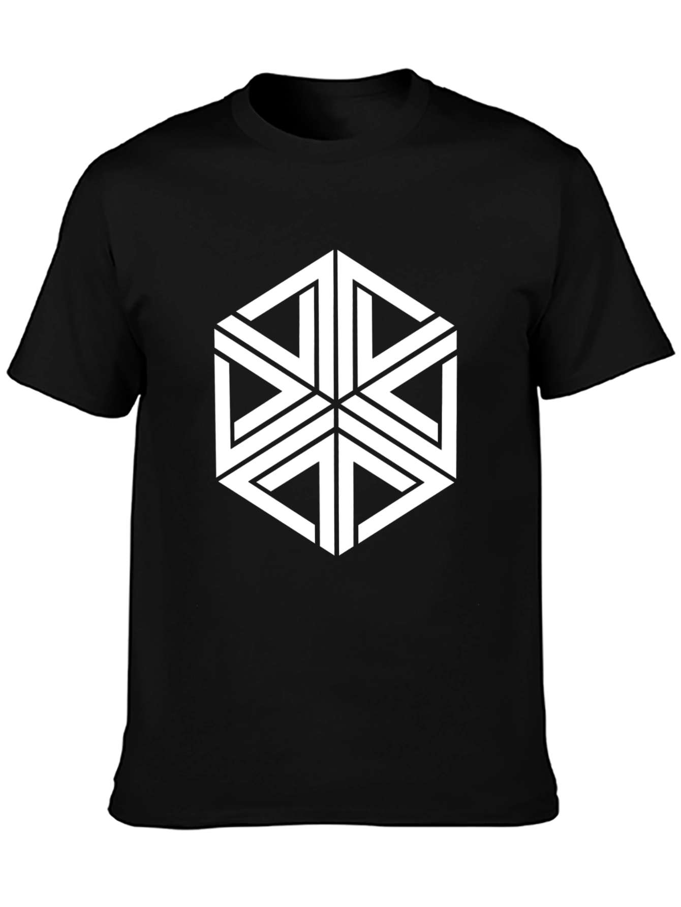 Geometric Illusion T-Shirt - Stylish Hexagon Design