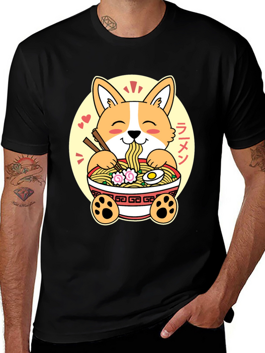 Corgi Ramen T-Shirt - Cute Anime Style