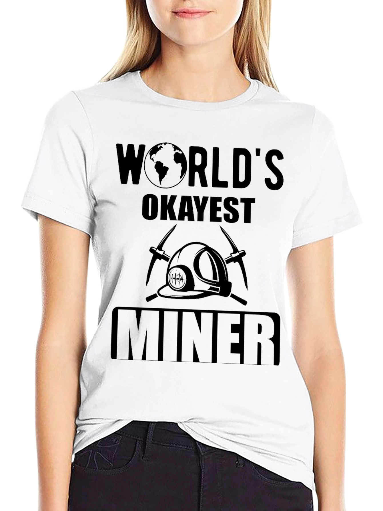 Worlds Okayest Miner Black Graphic T-Shirt