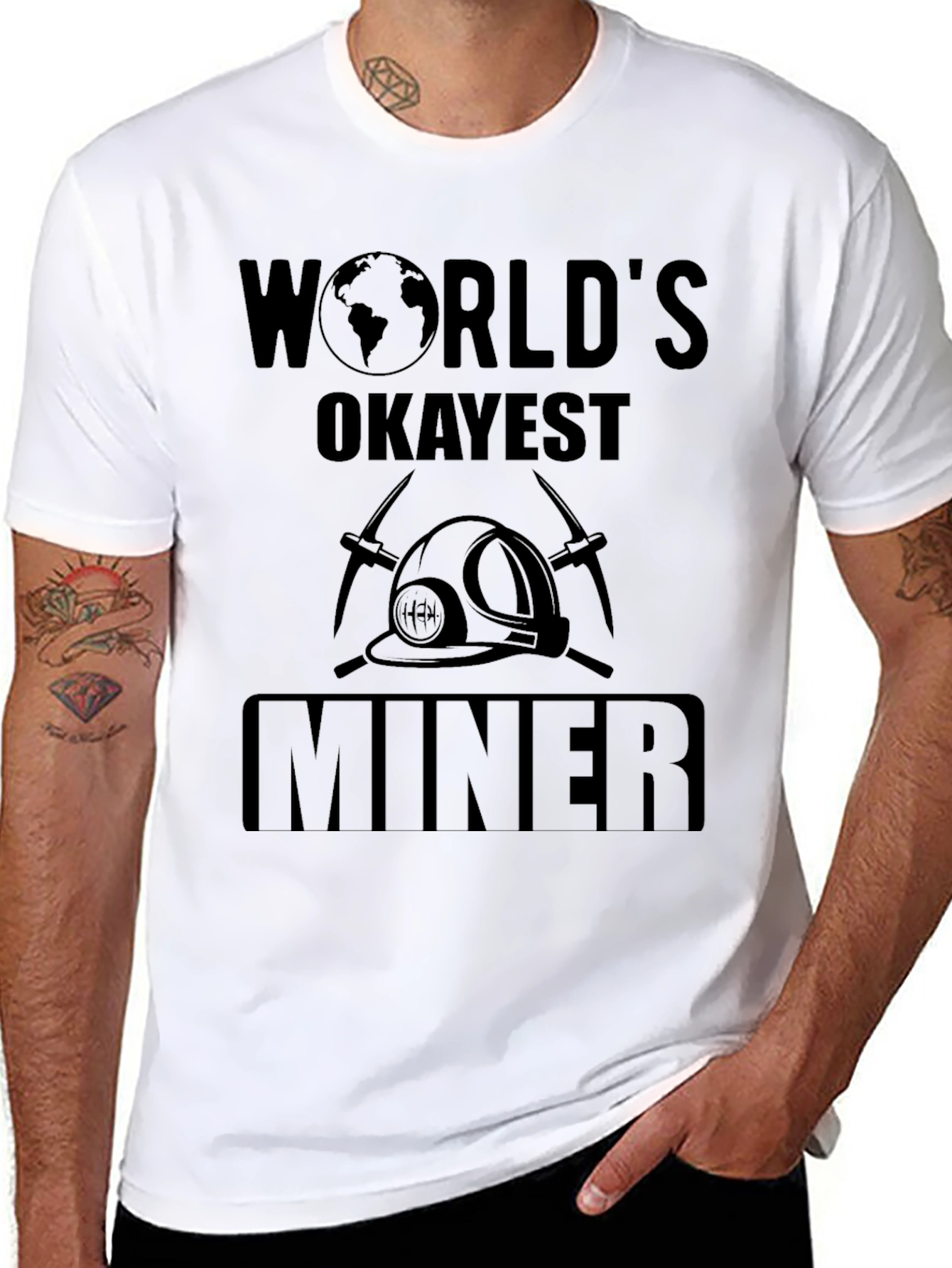 Worlds Okayest Miner Black Graphic T-Shirt