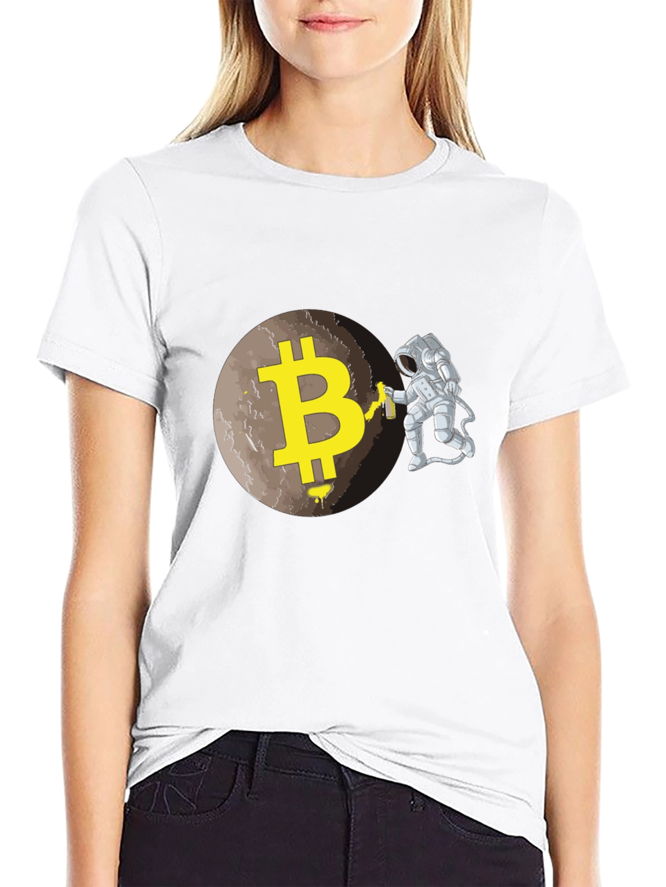 Bitcoin Moon Astronaut Graphic T-Shirt