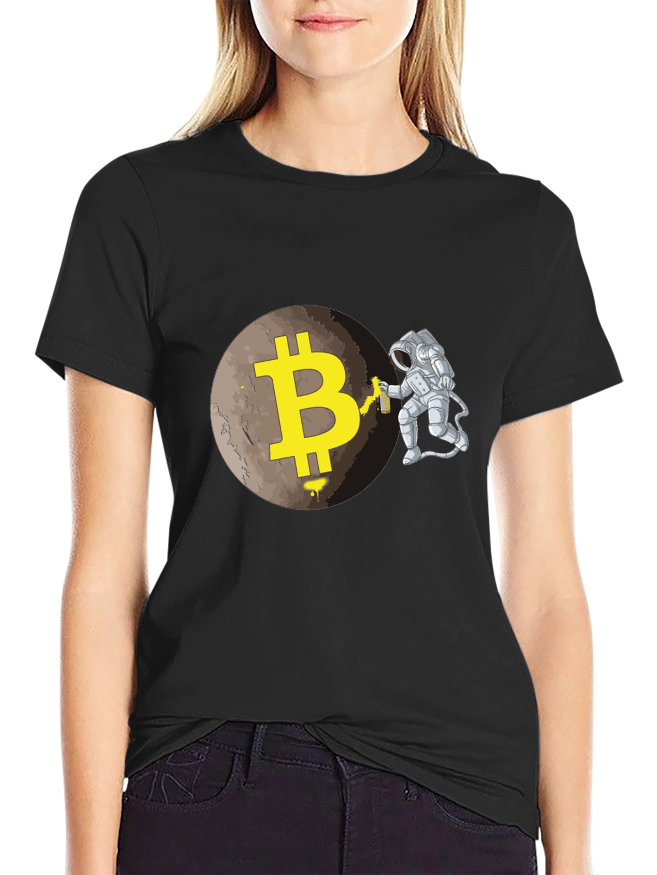 Bitcoin Moon Astronaut Graphic T-Shirt