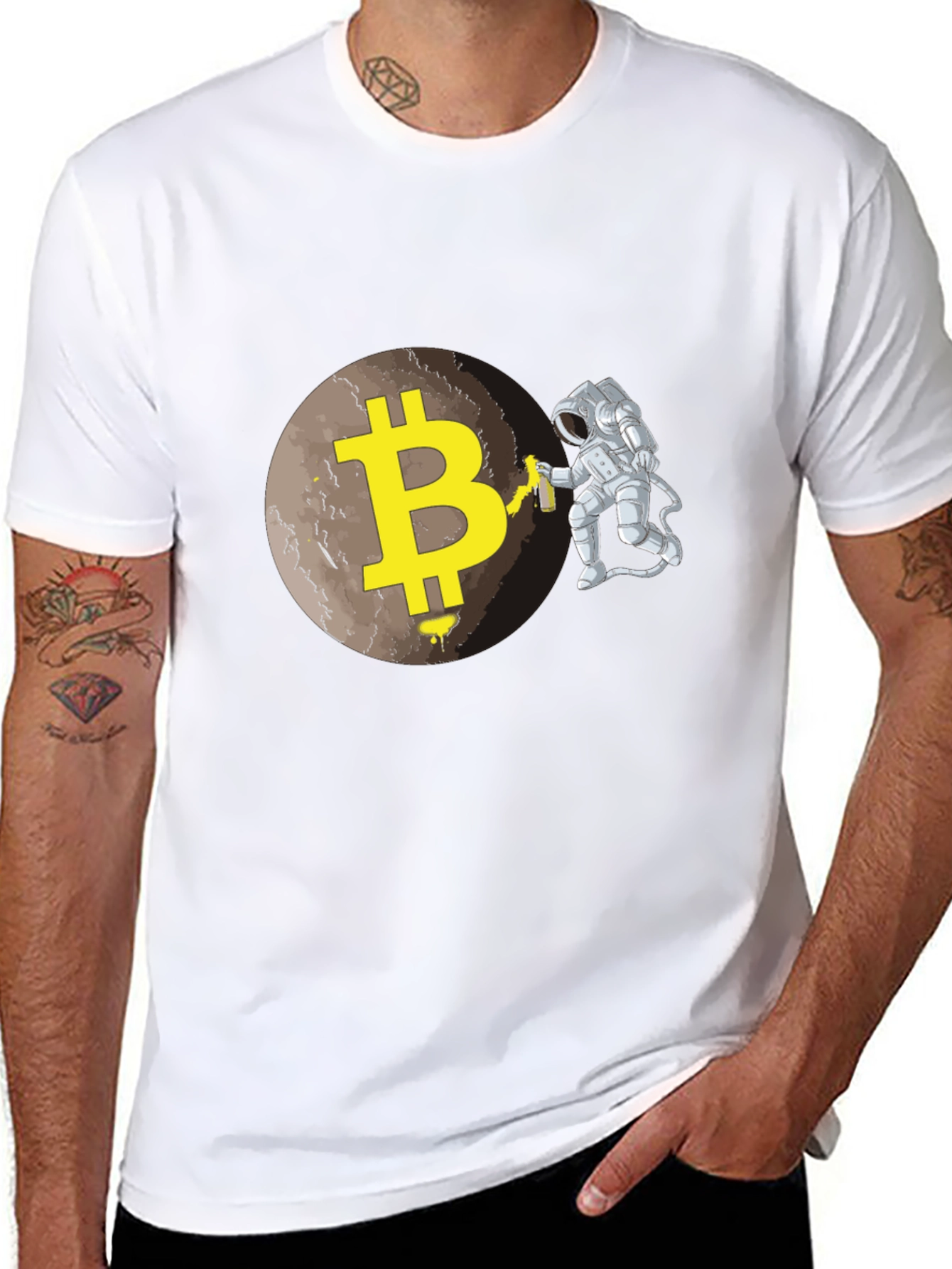 Bitcoin Moon Astronaut Graphic T-Shirt
