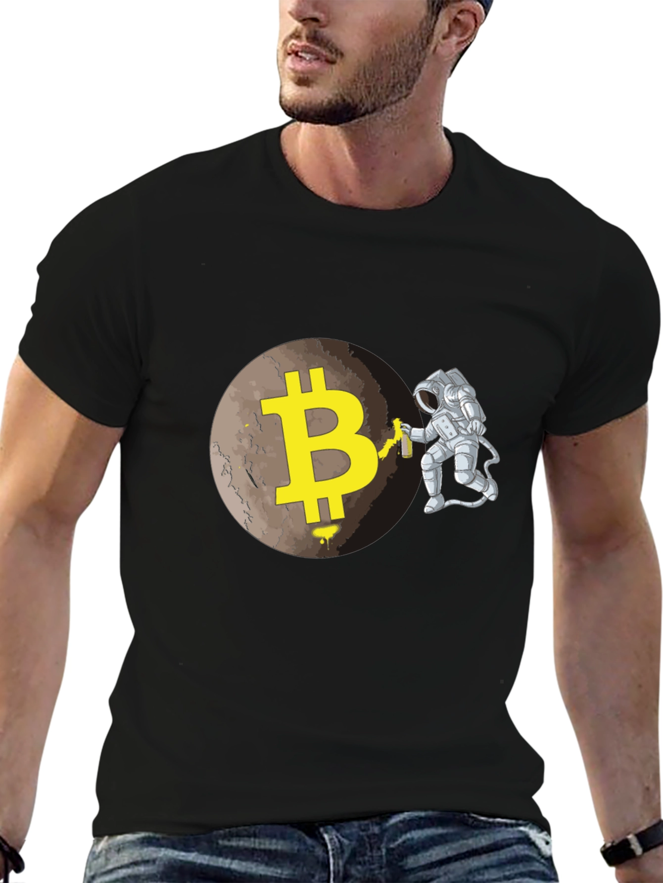 Bitcoin Moon Astronaut Graphic T-Shirt